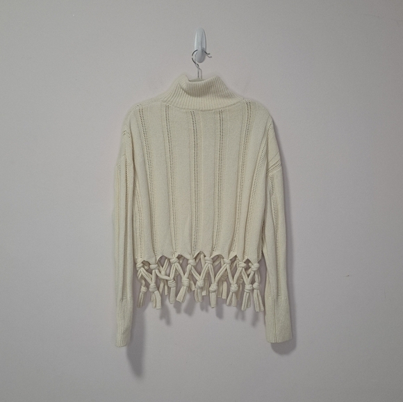 Jonathan Simkhai Josephine tassel turtleneck sweater white small NWOT - Picture 5 of 8
